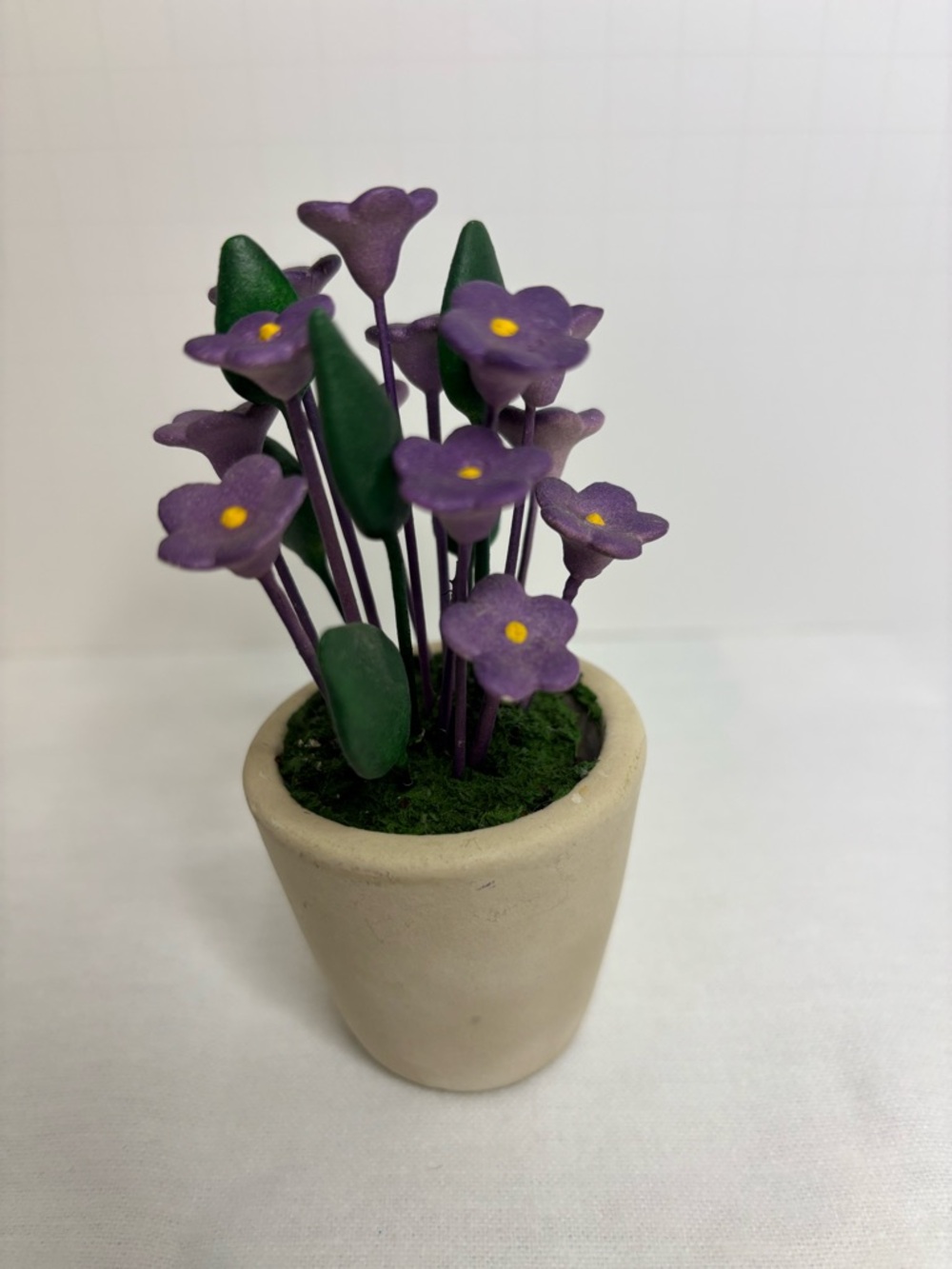Miniature Purple Calla Lily Flowers in Pot. Signed CIO Tals
